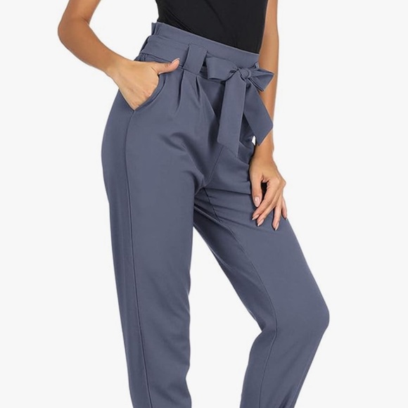 Grace Karin Dark Gray Slacks Women’s Size M Elastic High Waist with Tie Belt EUC - Picture 16 of 16